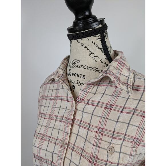 Womens Medium Plaid Flannel Woolrich Button-Up Long Sleeve Snowflake Shirt Top - Picture 7 of 13